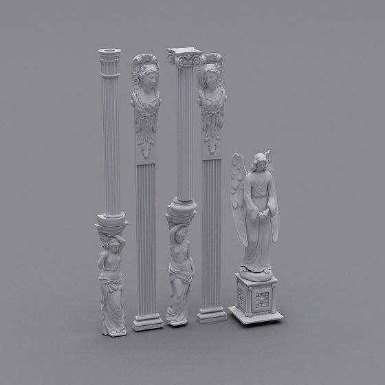 Roman Columns and Angel 3D model