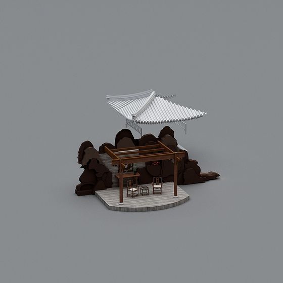 Charming Zen Pavilion 3D model for Creative Spaces