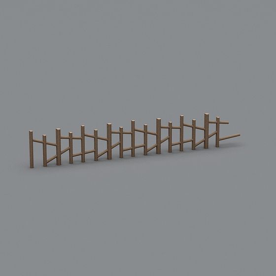Low-Polygon Wooden Fence 3D model