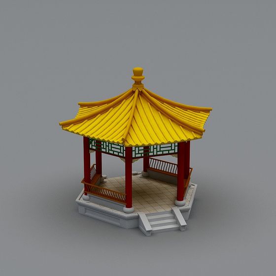 Chinese Pavilion 3D model Inspired by Eastern Aesthetics
