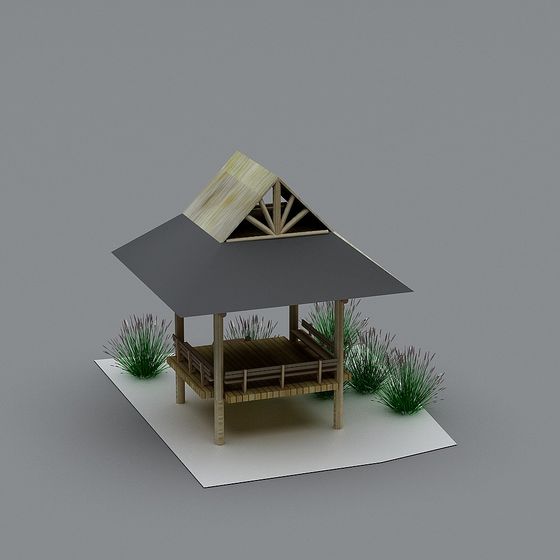 Zen Bamboo Pavilion 3D model
