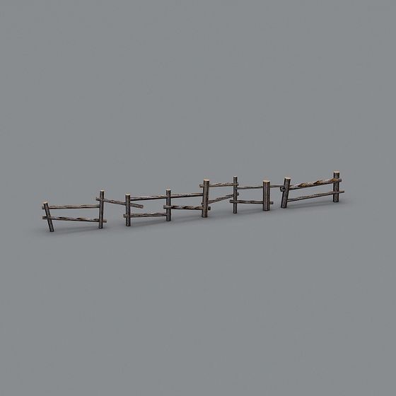 Low-Polygon Country Fence 3D model