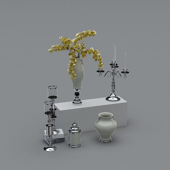 Elegant Home Decor 3D model for Stylish Interiors