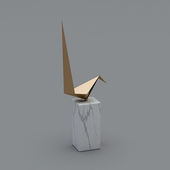 Elegant Origami Bird 3D model