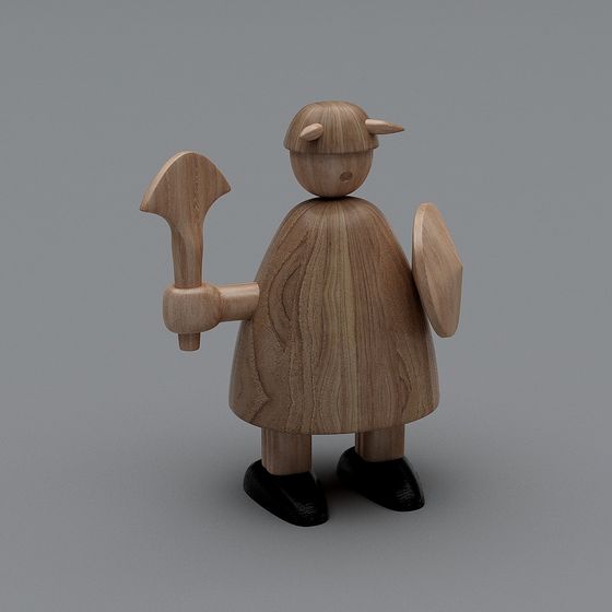Wooden Warrior 3D model - Low Poly High Detail