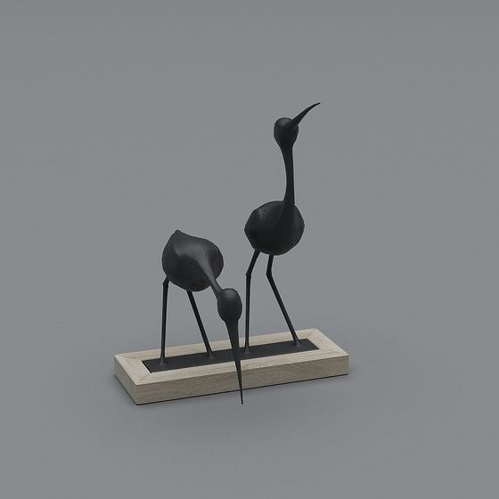 Elegant Crane Sculpture 3D model