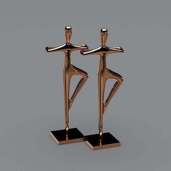 Elegant Dance Duo Sculpture 3D Model
