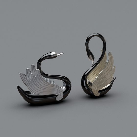 Elegant Black Swan 3D model for Creative Projects
