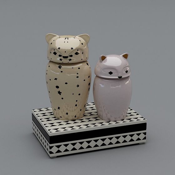 Charming Cat Figurines 3D model