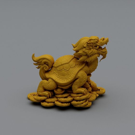 Golden Tortoise God of Wealth 3D model