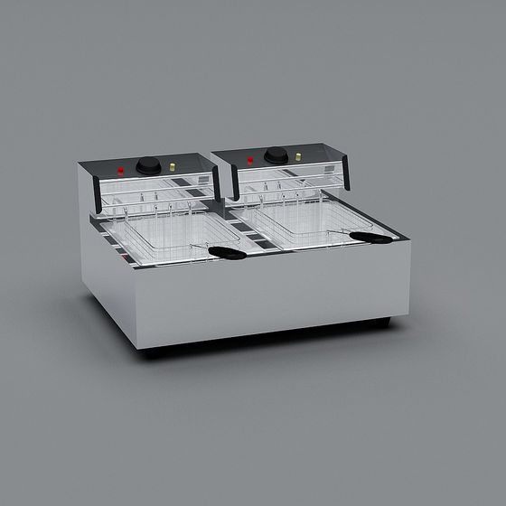 Stylish Dual-Slot Deep Fryer 3D Model for Contemporary Kitchens