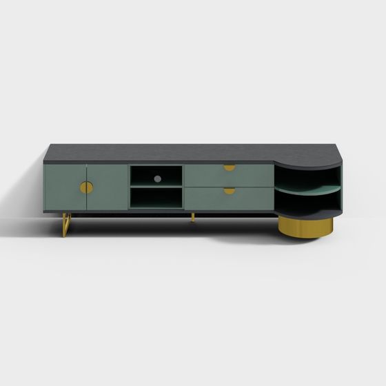 Elegant Low-Poly TV Cabinet 3D model for Modern Spaces