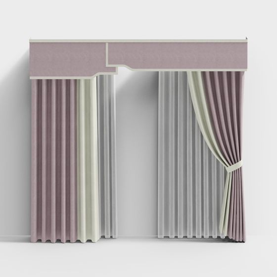 Elegant Low-Poly Curtain 3D model