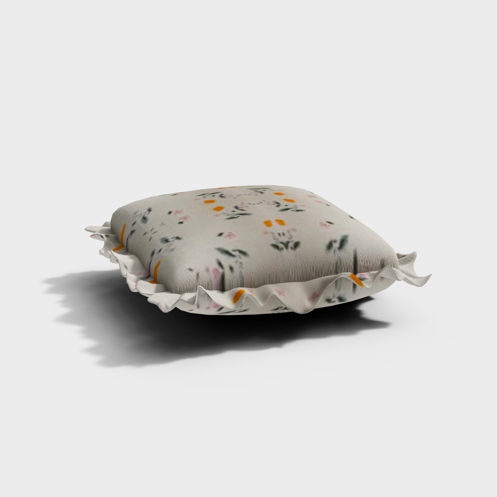 Floral Accent Pillow 3D model