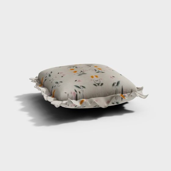 Floral Accent Pillow 3D model