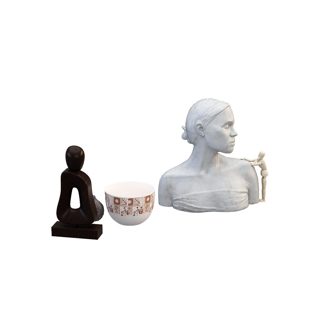 Tranquil Realm 3D Model – Marble Texture Low-Poly Design