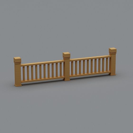 Elegant Wooden Railing 3D Model