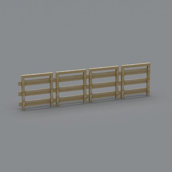Low Polygon Wooden Fence 3D model
