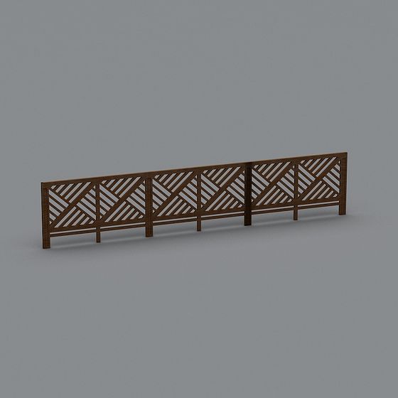 Stylish Low-Poly Wooden Fence 3D model