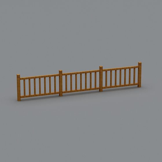 Low Polygon Wooden Fence 3D Model