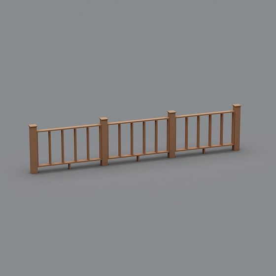 Elegant Wooden Fence 3D model with Modern Aesthetics