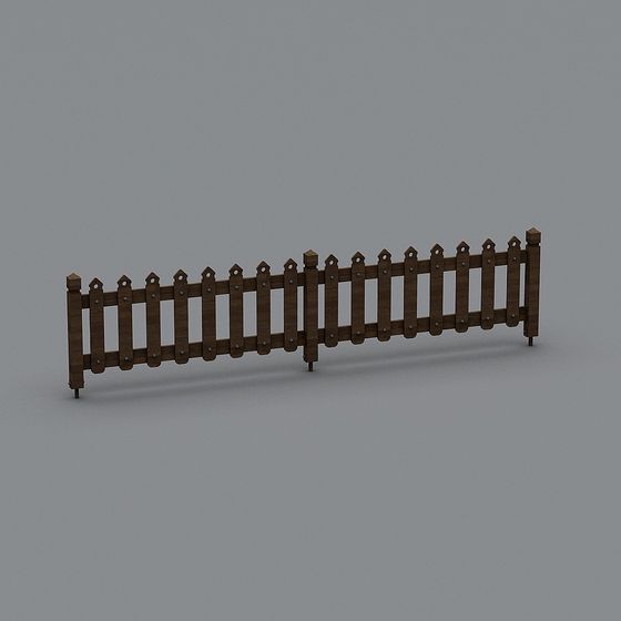 Low Poly Wooden Fence 3D model