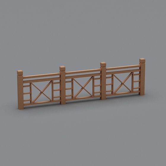 Low-Poly Wooden Fence 3D Model