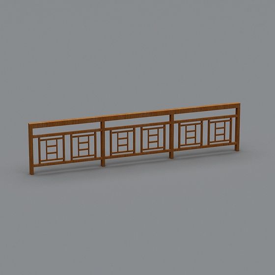 Wooden Railing 3D Model
