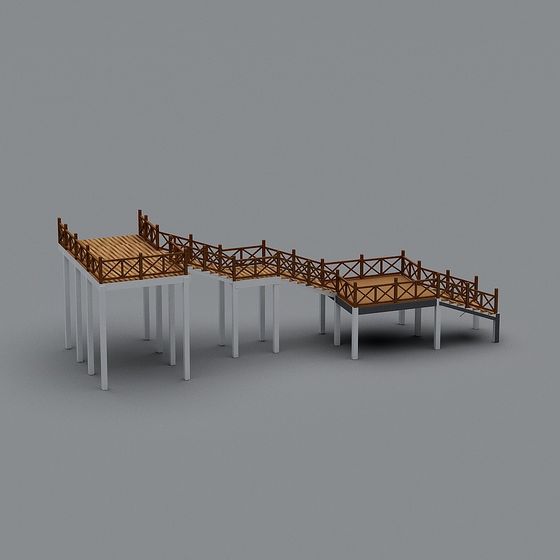 Elegant Wooden Bridge 3D model for Creative Projects