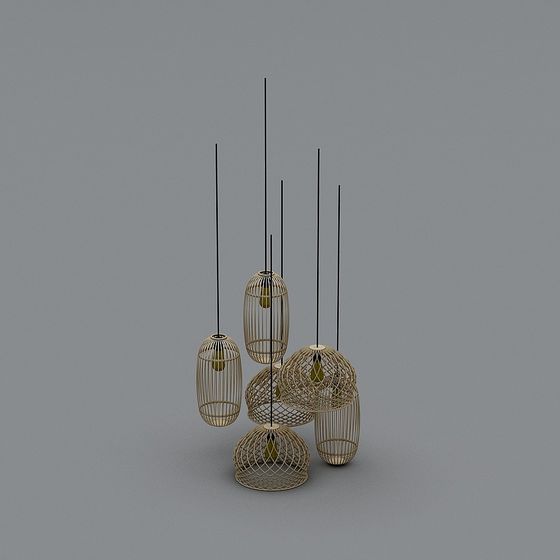 Stylish Suspension Birdcage Pendant Light 3D model