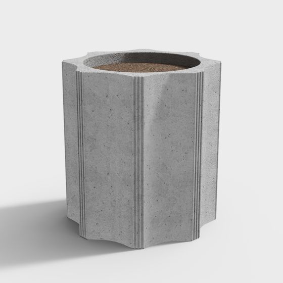 Stylish Hexagonal Concrete Planter 3D model