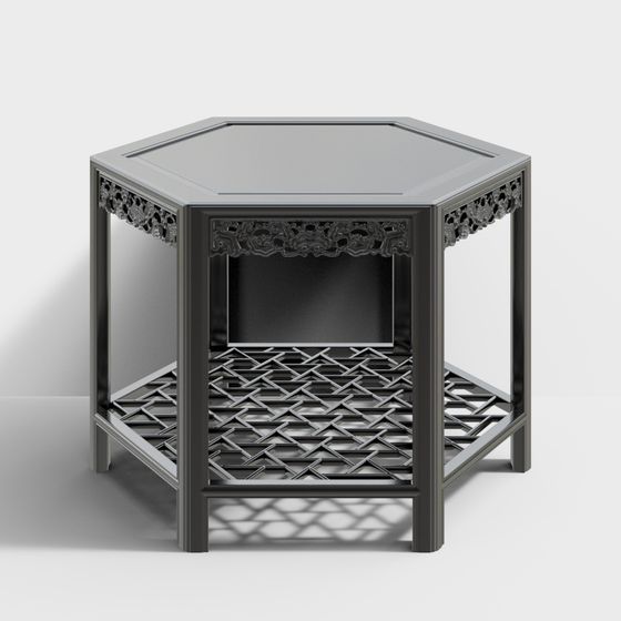 Elegant Hexagonal Metal Side Table 3D Model