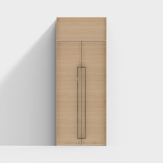 Elegant Wooden Wardrobe 3D model for Contemporary Spaces