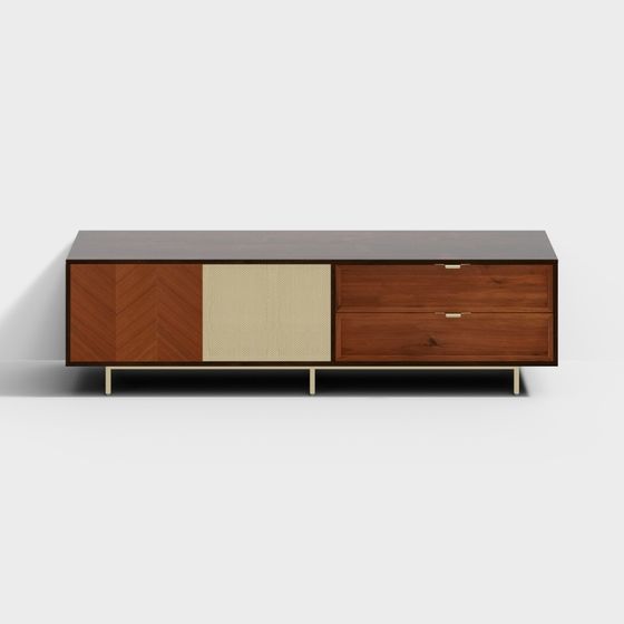 Stunning TV Cabinet 3D Model Featuring Modern Minimalist Design