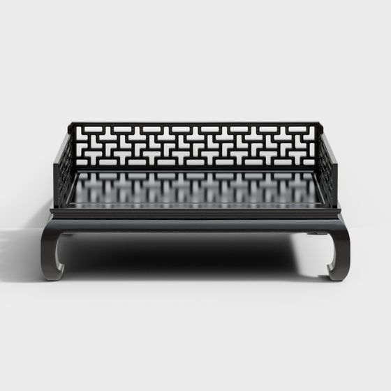 Black Gold Hollow Long Table 3D model