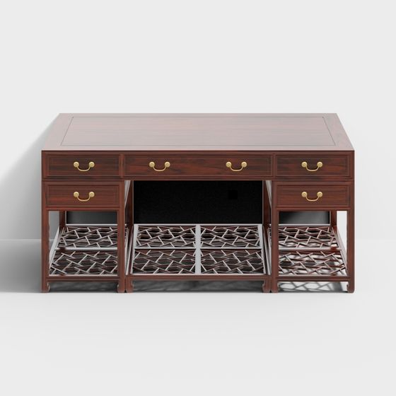 Classic Low-Poly Office Desk 3D model