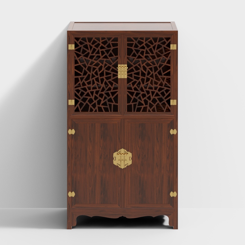 Ice Bloom Transparent Door Square Corner Cabinet (Dalbergia austis white acid branch)