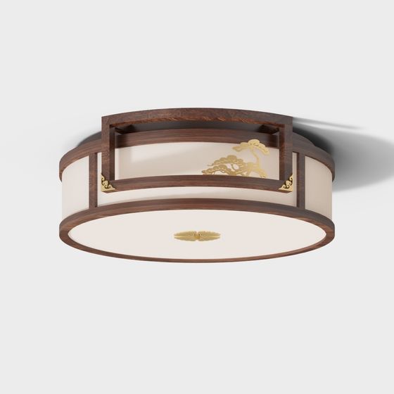 Elegant Oriental-Inspired Pendant Light 3D model