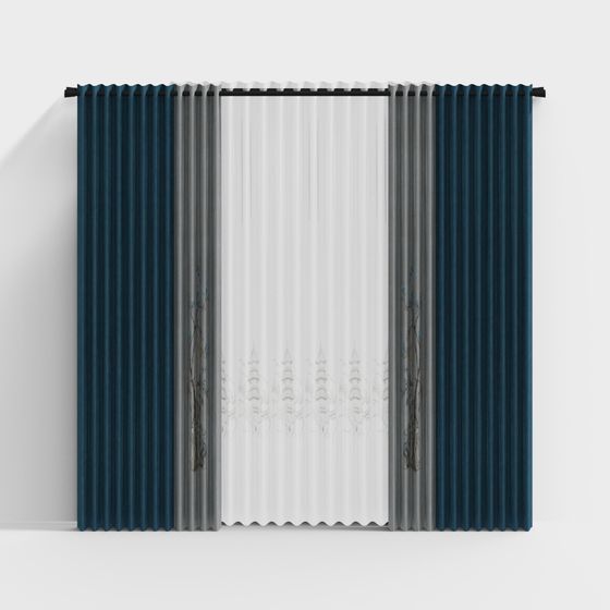 Elegant Low-Poly Curtain 3D model for Interiors