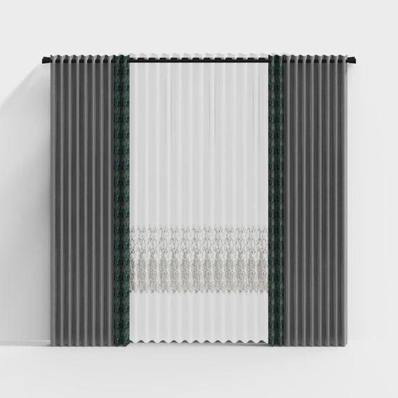 Chic Low Poly Curtain 3D model for Modern Interiors