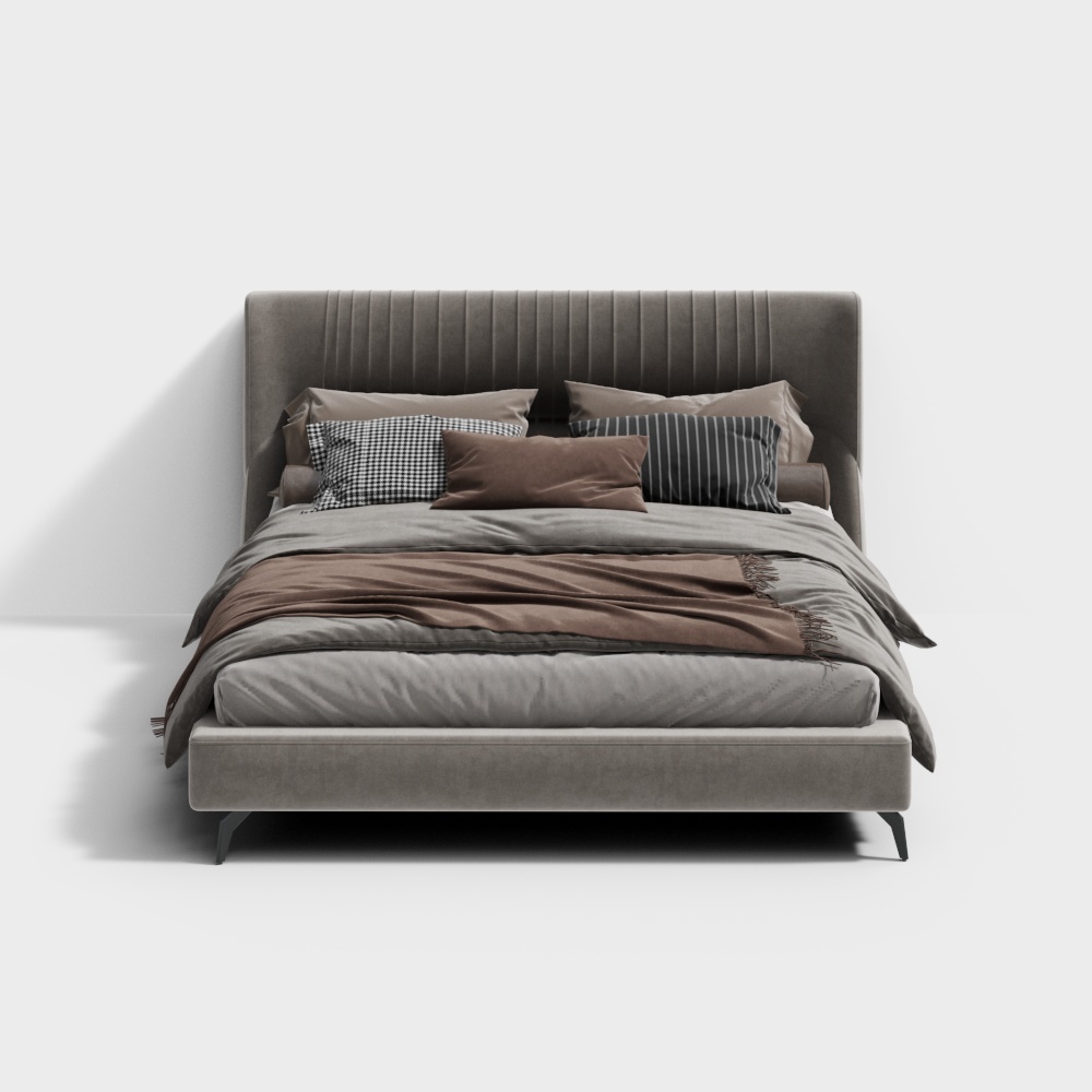 Elegant Low-Polygon 3D Bed Model for Modern Interiors