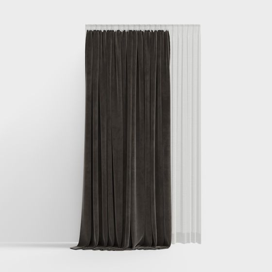 Elegant Velvet Curtain 3D Model for Stylish Interiors