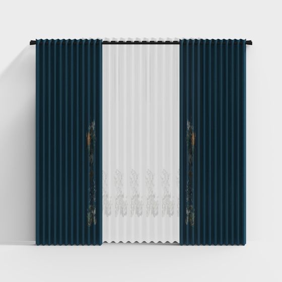 Stylish Low-Poly Curtain 3D model for Creative Spaces