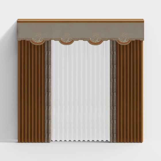 Elegant Low-Polygon Vintage Curtain 3D model