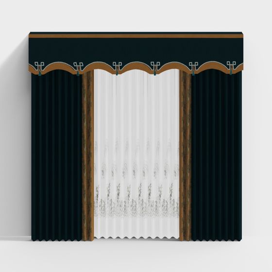 Elegant Low-Poly Curtain 3D Model