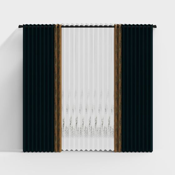 Modern Velvet Curtain 3D Model for Interior Design