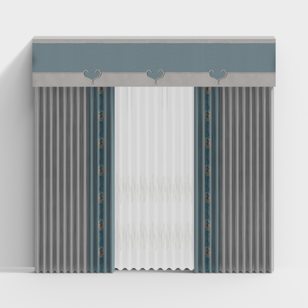 Elegant Low-Polygon Curtain 3D model