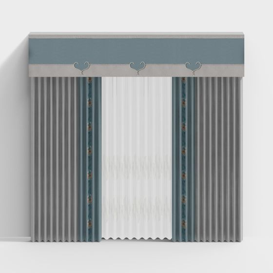 Elegant Low-Polygon Curtain 3D model