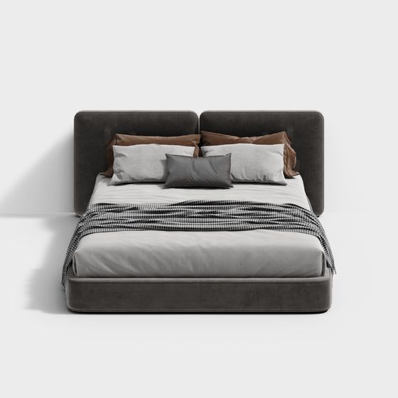 Stylish Scandinavian Bed 3D model for Modern Interiors