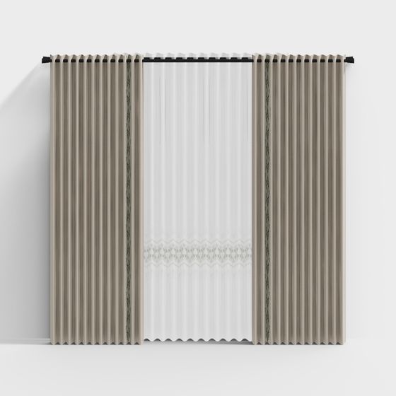 Chic Low-Poly Curtain 3D model for Modern Interiors